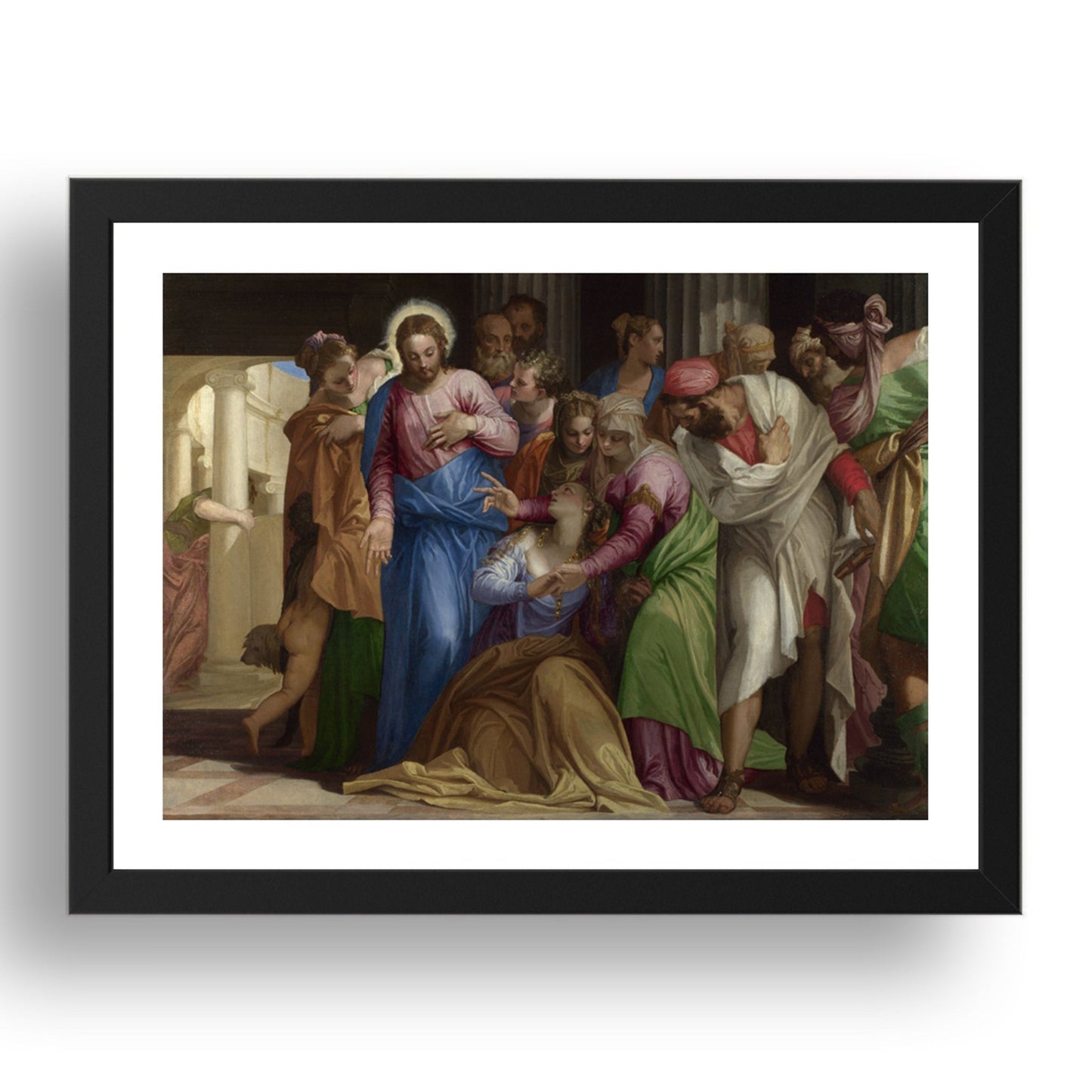 Paolo Veronese: Christ addressing a Kneeling Woman, Poster in 17x13"(A3) Frame