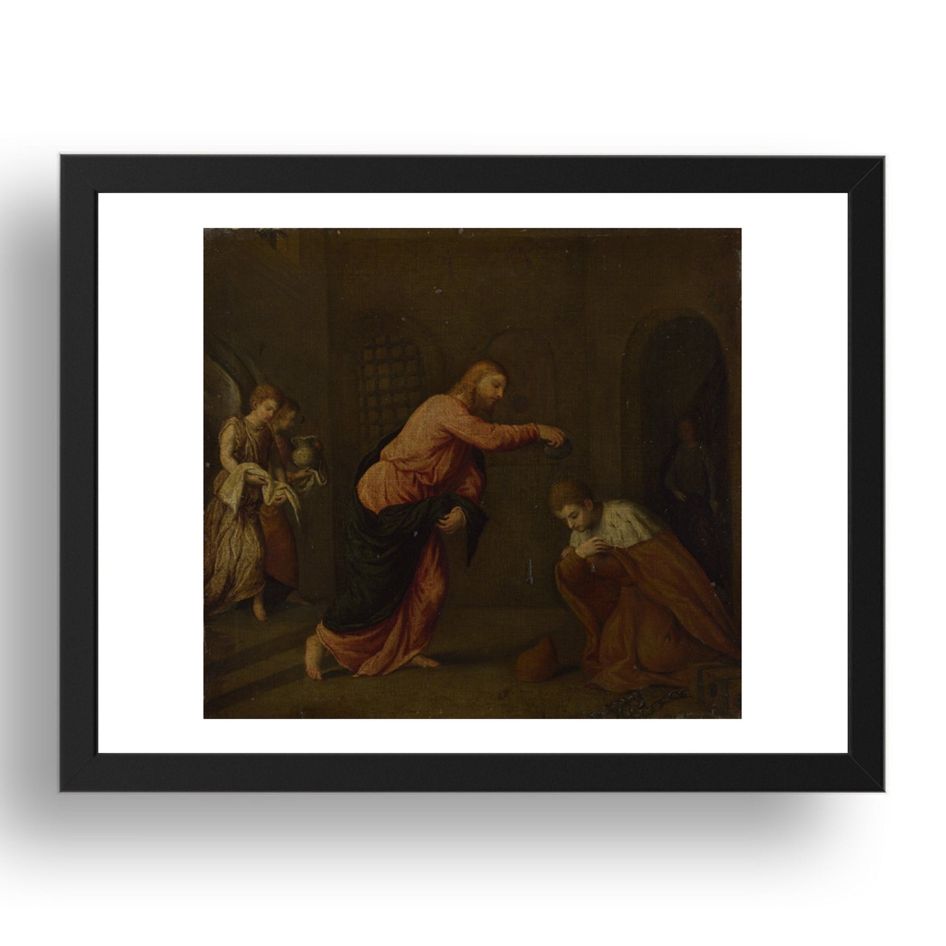 Paris Bordone: Christ baptising Saint John Martyr, Poster in 17x13"(A3) Frame