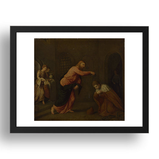 Paris Bordone: Christ baptising Saint John Martyr, Poster in 17x13"(A3) Frame