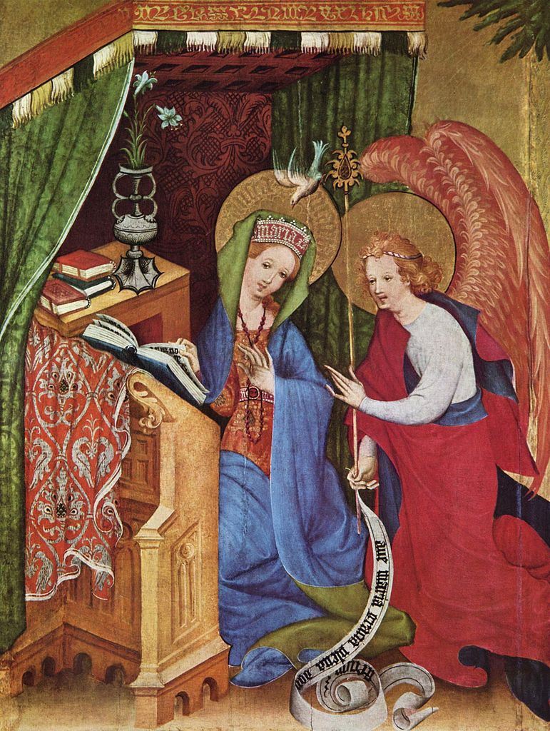 Passion Altar (left wing) ~ Annunciation, vintage artwork by Konrad von Soest, A3 (16x12") Poster Print