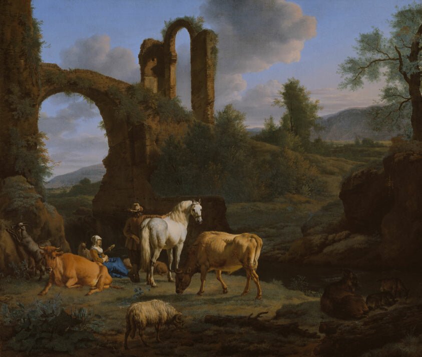 Pastoral Landscape with Ruins by  Adriaen van de Velde, 23x16"( A2 size) Poster Print