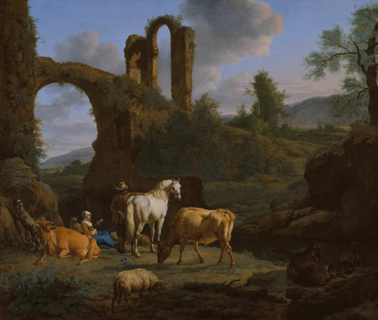 Pastoral Landscape with Ruins by  Adriaen van de Velde, 23x16"( A2 size) Poster Print
