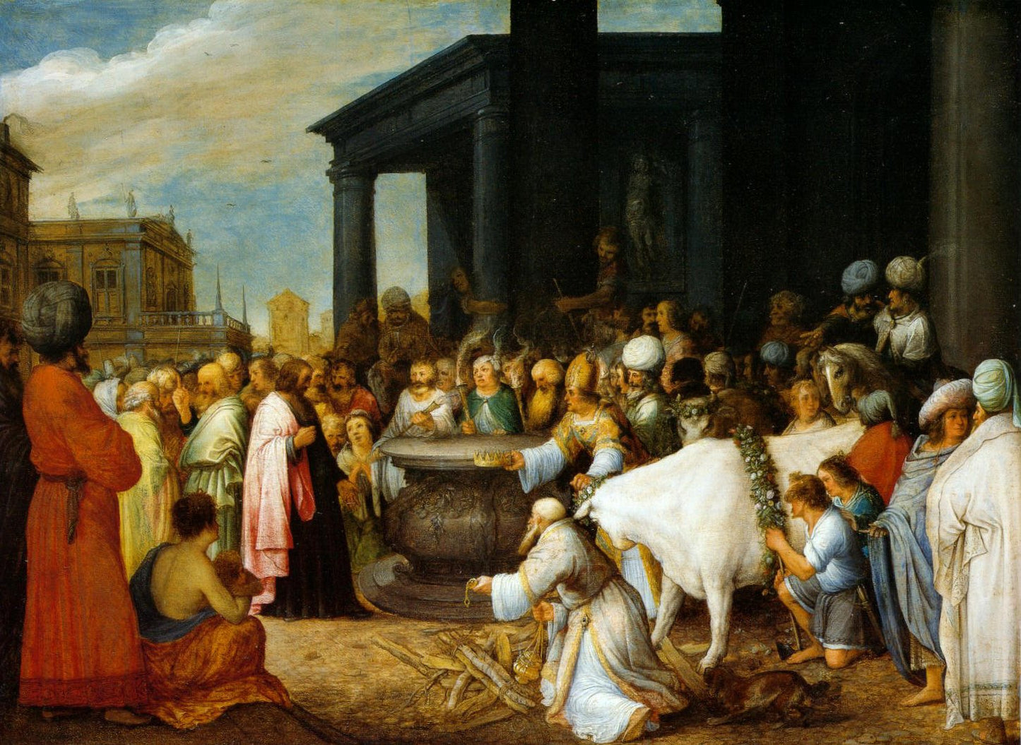 Paul and Barnabas at Lystra, vintage artwork by Adriaen van Stalbemt, 12x8" (A4) Poster