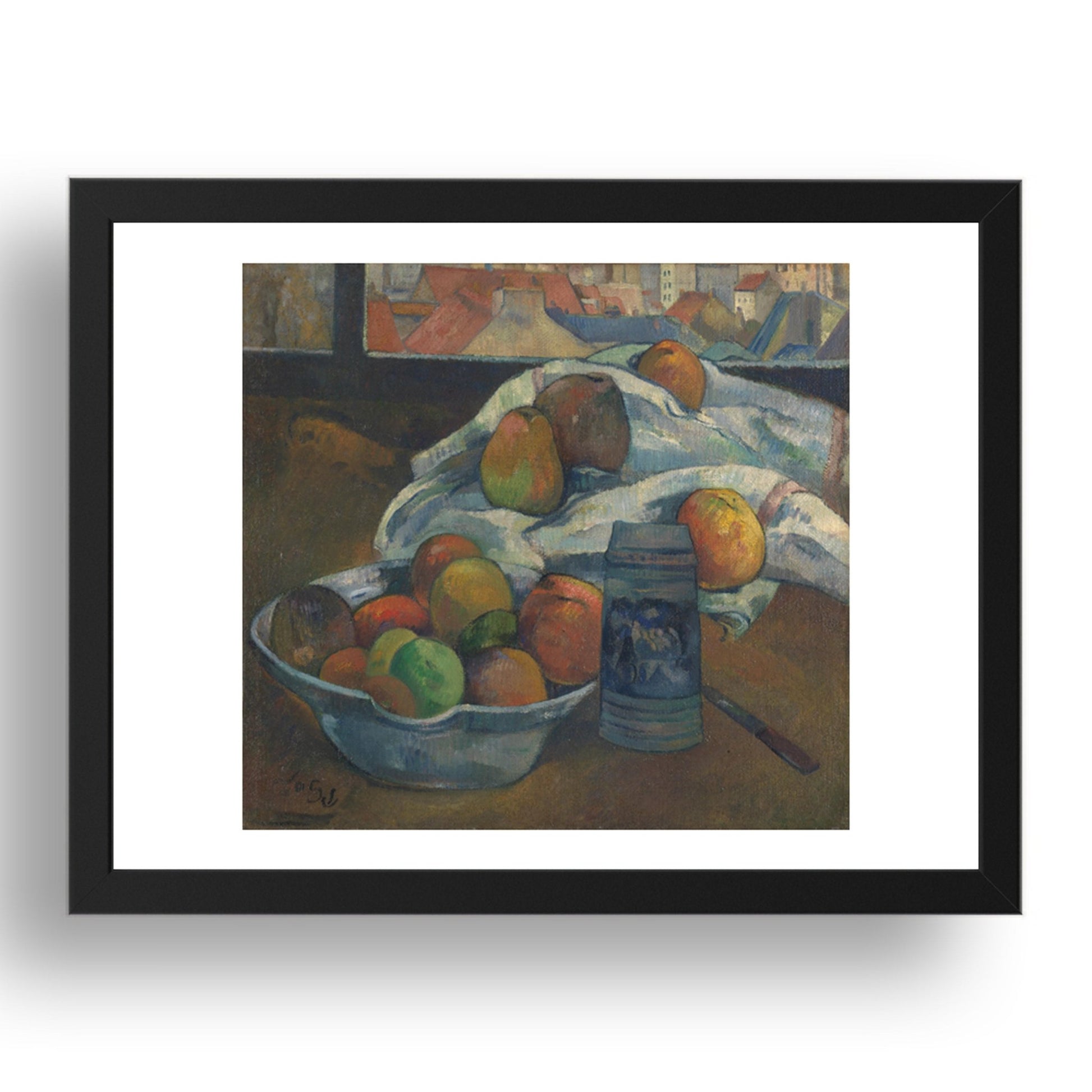 Paul Gauguin: Bowl of Fruit and Tankard before a Window, Poster in 17x13"(A3) Frame
