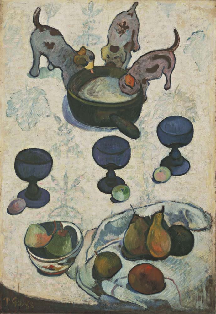 Paul Gauguin - Still Life with Three Puppies, vintage art, modern poster print