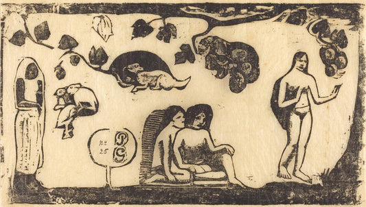 Paul Gauguin:Women, Animals and Foliage (Femmes, animaux et ,16x12"(A3) Poster