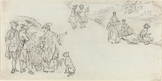 Paul Sandby:Ladies and Gentlemen in a Country Park,16x12"(A3) Poster