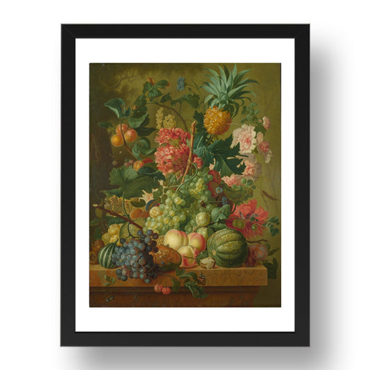 Paulus Theodorus van Brussel: Fruit and Flowers, Poster in 17x13"(A3) Frame