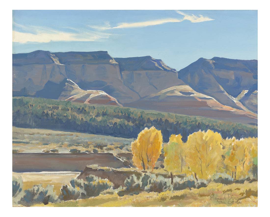 peaceful morning landscape by Maynard Dixon, Classic American Western Art, 16x12" (A3) Poster Print