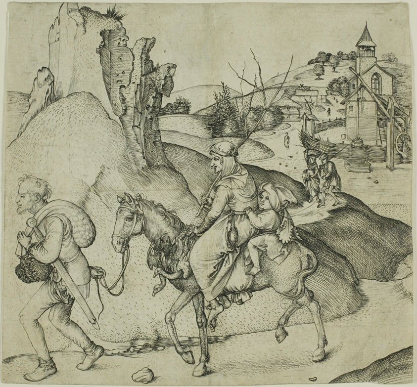 Peasant Family Going to Market by  Martin Schongauer, 23x16"( A2 size ) Poster Print