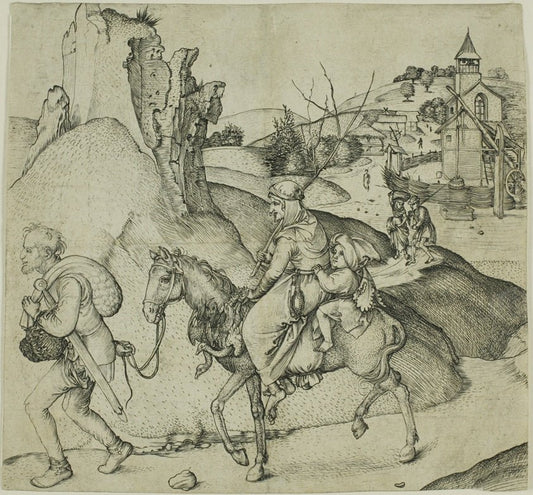 Peasant Family Going to Market by  Martin Schongauer, 23x16"( A2 size ) Poster Print