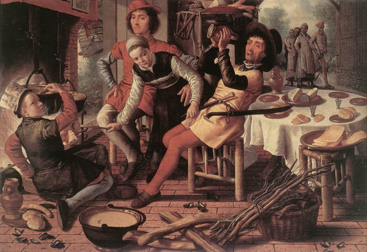 Peasants by  the Hearth, vintage artwork by Pieter Aertsen, A3 (16x12") Poster Print