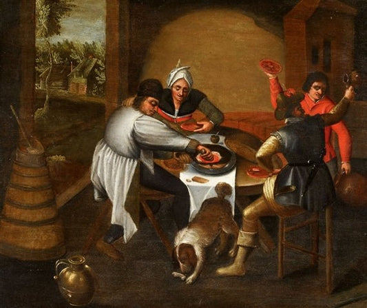 Peasants Feeding Spanish Soldiers, vintage artwork by Marten van Cleve the Elder, A3 (16x12") Poster Print
