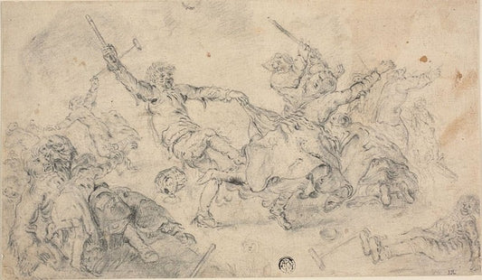 Peasants in a Brawl by  Attributed to Cornelis Moninckx (Dutch, c. 1623-1666), 23x16"( A2 size ) Poster Print