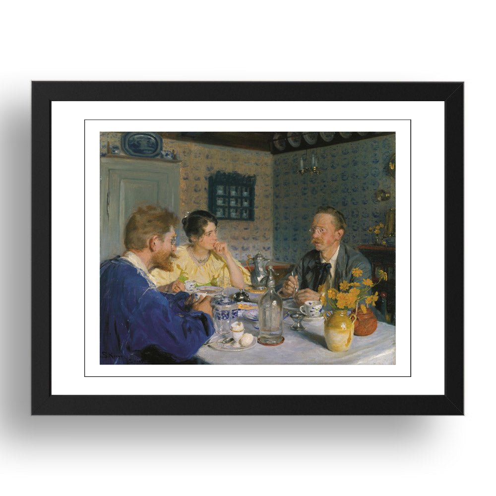 Peder Severin Krøyer - A breakfast.  [1893], vintage artwork in A3 (17x13") Black Frame