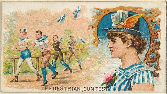 :Pedestrian Contest from the Games and Sports series for Old Judge Cigarettes 1889, vintage artwork, 16x12"(A3) Poster Print