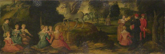 Pegasus and Muses, vintage artwork by Attributed to Girolamo Romanino, A3 (16x12") Poster Print