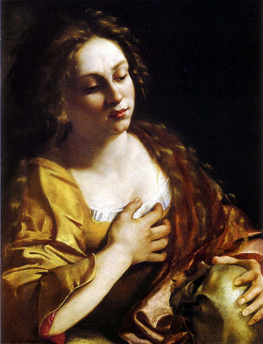 Penitent Magdalene, vintage artwork by Artemisia Gentileschi, 12x8" (A4) Poster