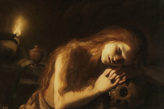 Penitent Magdalene, vintage artwork by Attributed to Trophîme Bigot, 12x8" (A4) Poster