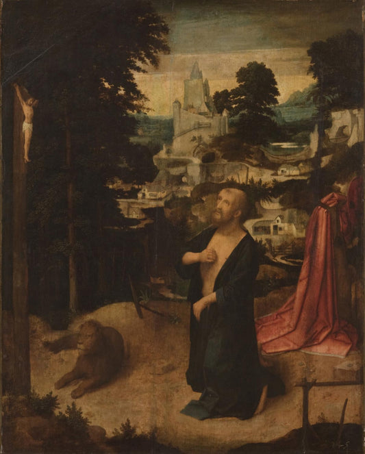 Penitent Saint Jerome, vintage artwork by Adriaen Isenbrandt, A3 (16x12") Poster Print