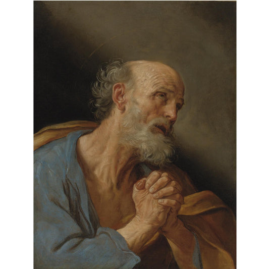 Penitent St. Peter, vintage artwork by Guido Reni, 12x8" (A4) Poster