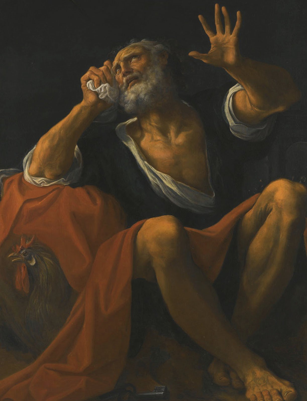 Penitent St. Peter, vintage artwork by Lodovico Carracci, A3 (16x12") Poster Print