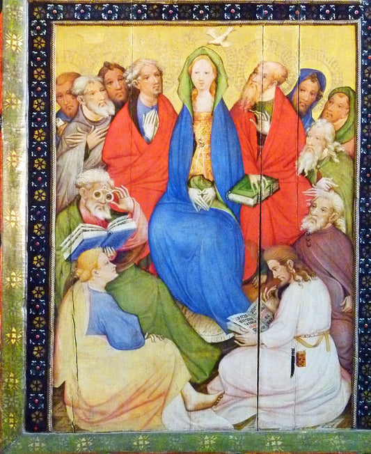 Pentecost (detail from Passionaltar in St-Nikolauskirche, Bad Wildungen, Hessen), vintage artwork by Konrad von Soest, A3 (16x12") Poster Print