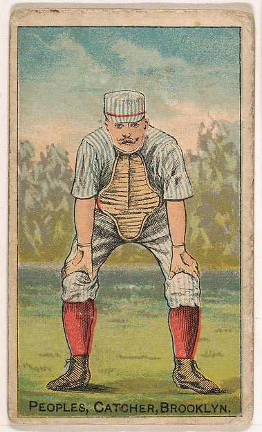 :Peoples Catcher Brooklyn from the Gold Coin series for Gold Coin Chewing Tobacco 1887, vintage artwork, 16x12"(A3) Poster Print