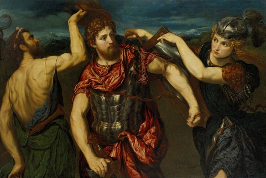 Perseus Armed by  Mercury and Minerva, vintage artwork by Paris Bordone, A3 (16x12") Poster Print