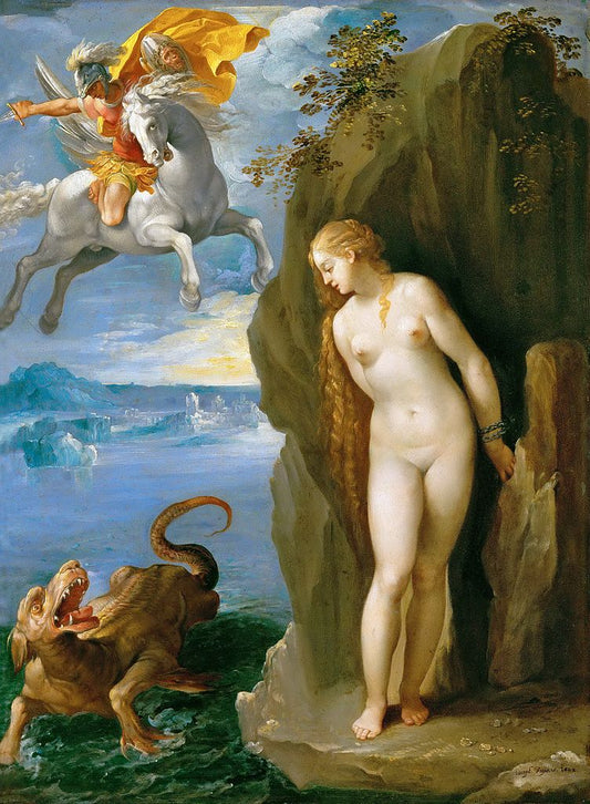 Perseus before Andromeda, vintage artwork by Giuseppe Cesari, 12x8" (A4) Poster