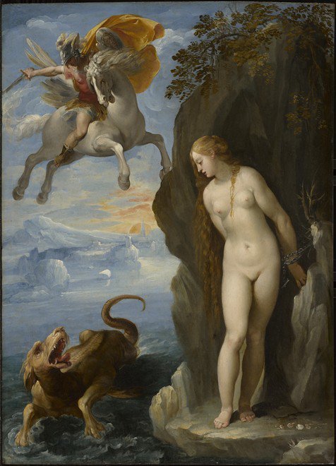 Perseus Rescuing Andromeda, vintage artwork by Giuseppe Cesari, 12x8" (A4) Poster