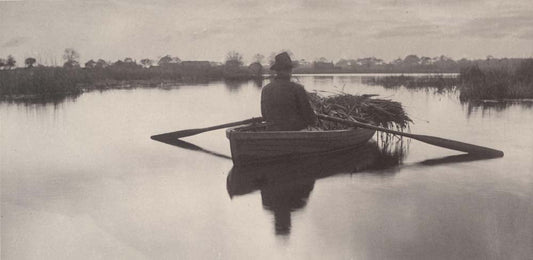 Peter Henry Emerson with T. F. Goodall - Rowing home the Schoof-Stuff from Life and Landscape on the Norfolk Broads, vintage historic photograph, modern poster print