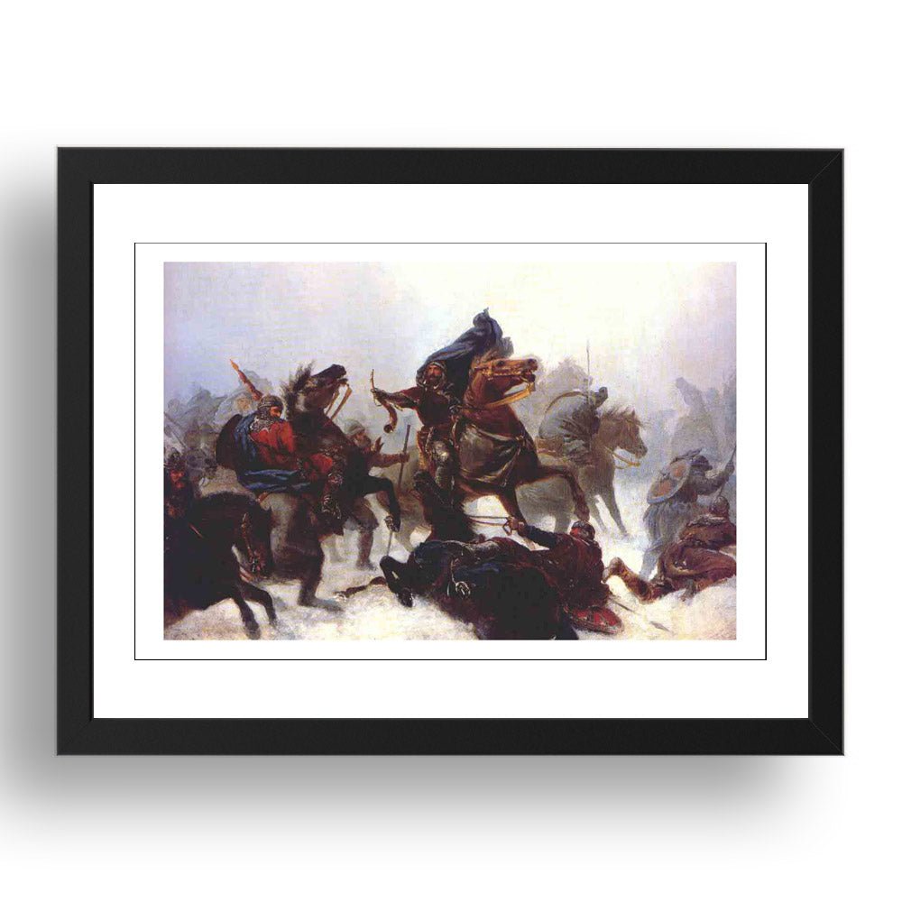 Peter N Arbo - Kong Sverres Vossefjellene [1861], vintage artwork in A3 (17x13") Black Frame