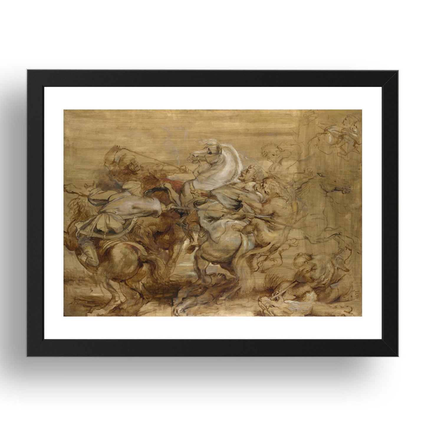 Peter Paul Rubens: A Lion Hunt, Poster in 17x13"(A3) Frame