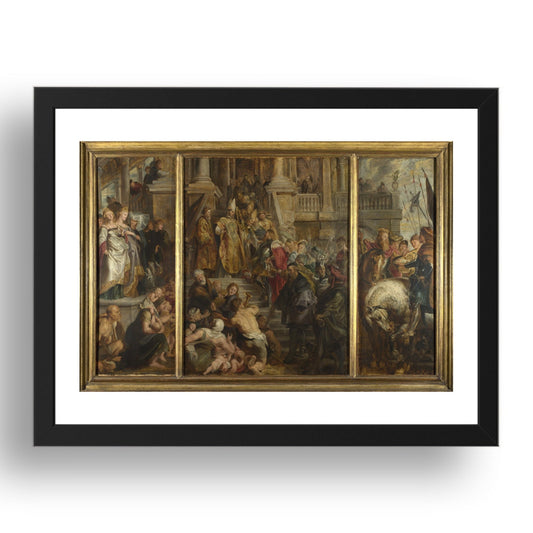 Peter Paul Rubens: Oil Sketch for High Altarpiece, St Bavo, Ghent, Poster in 17x13"(A3) Frame