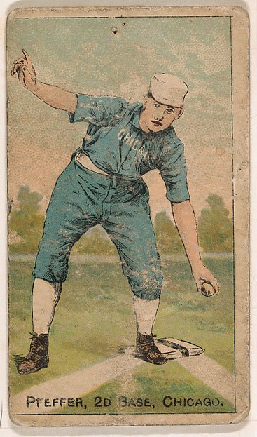 :Pfeffer 2nd Base Chicago from the Gold Coin series for Gold Coin Chewing Tobacco 1887, vintage artwork, 16x12"(A3) Poster Print