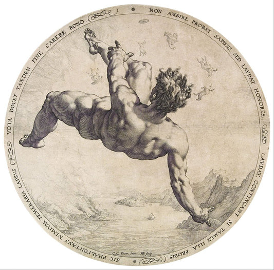 Phaeton (after Cornelis van Haarlem), vintage artwork by Hendrick Goltzius, 12x8" (A4) Poster