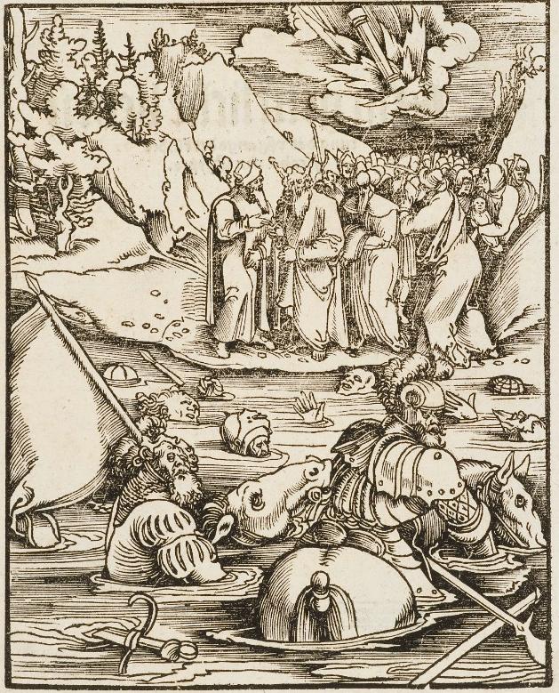 Pharao Perishes in the Red Sea, vintage artwork by Hans Baldung, A3 (16x12") Poster Print