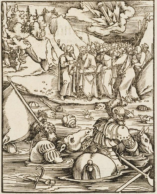 Pharao Perishes in the Red Sea, vintage artwork by Hans Baldung, A3 (16x12") Poster Print