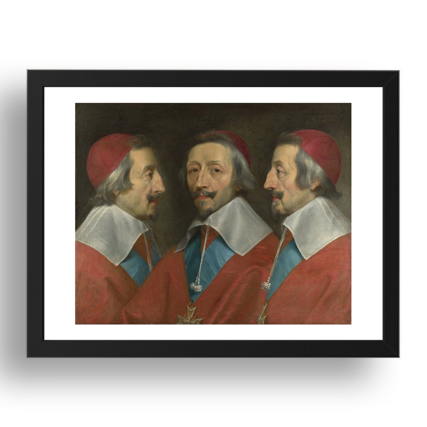 Philippe de Champaigne and studio: Triple Portrait of Cardinal de Richelieu, Poster in 17x13"(A3) Frame