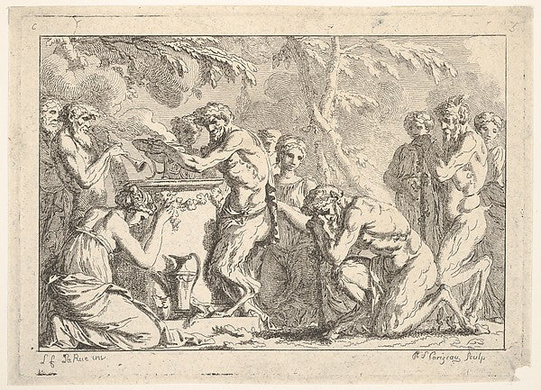 Philippe Louis Parizeau , After Louis Félix de La Rue:Ancient Sacrifice 18th century, vintage artwork, 16x12"(A3) Poster Print