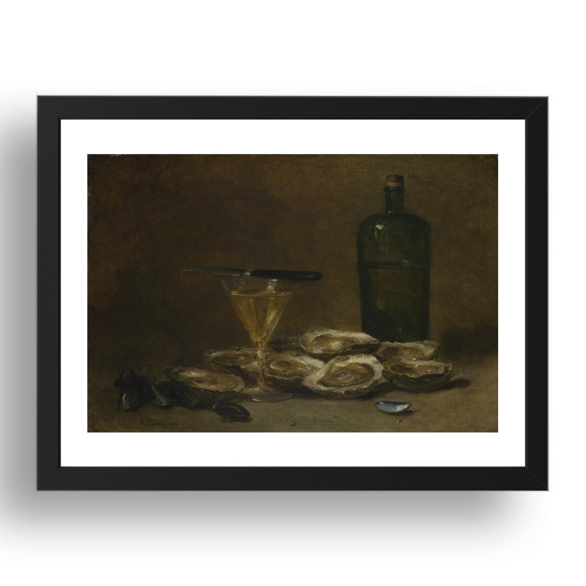Philippe Rousseau: Still Life with Oysters, Poster in 17x13"(A3) Frame