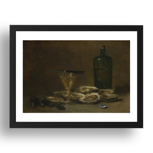 Philippe Rousseau: Still Life with Oysters, Poster in 17x13"(A3) Frame