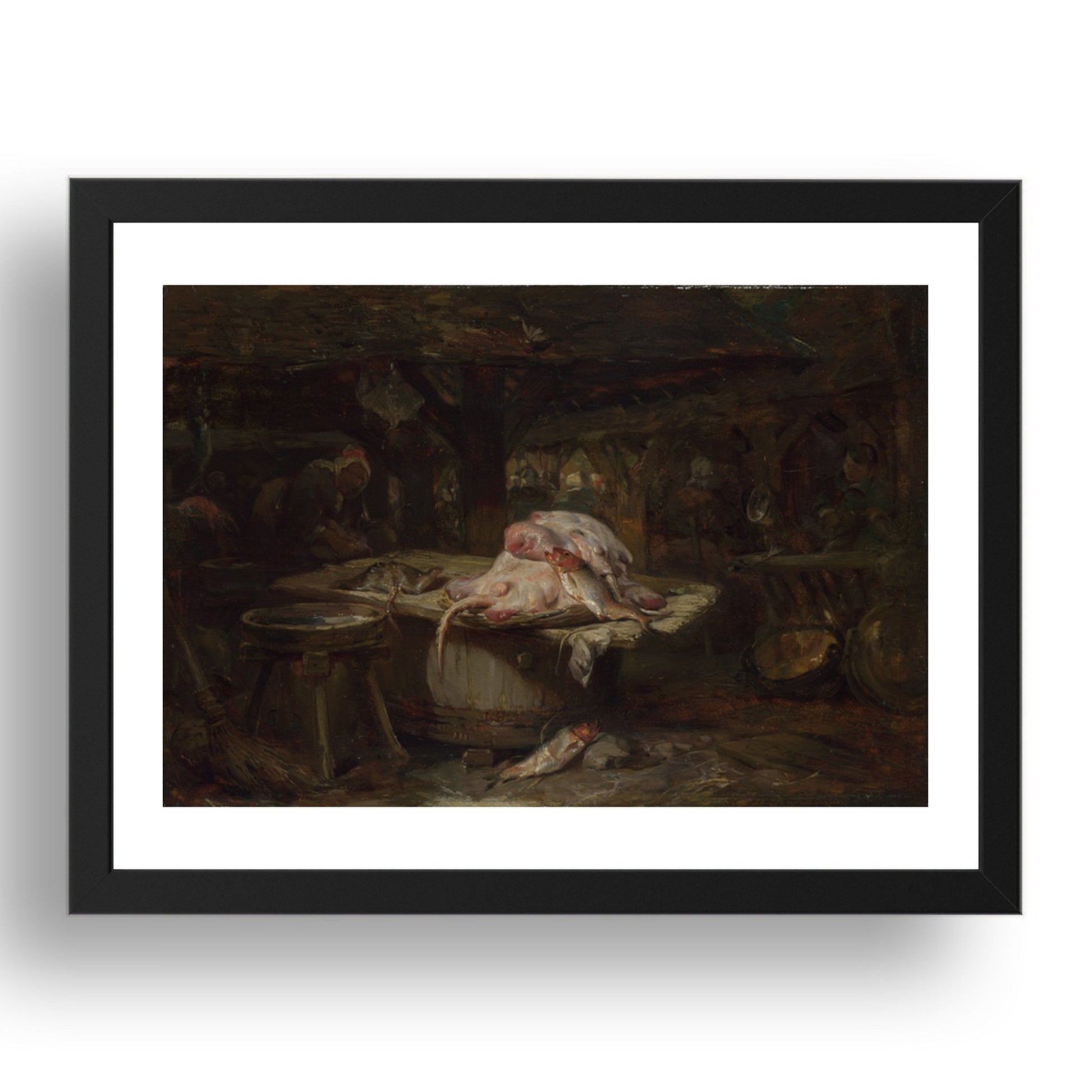 Philippe Rousseau: The Fish Market, Poster in 17x13"(A3) Frame