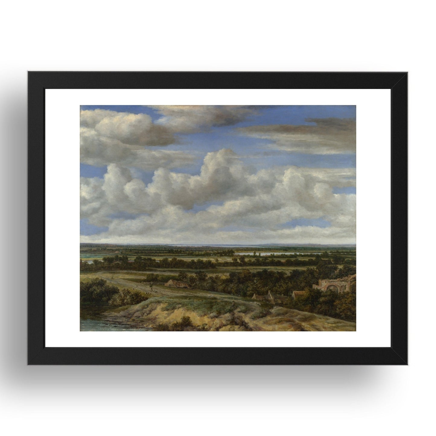 Philips Koninck: An Extensive Landscape with a Road by a River, Poster in 17x13"(A3) Frame