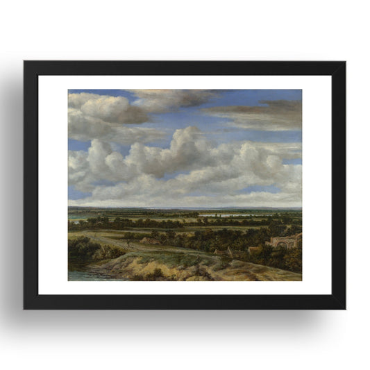 Philips Koninck: An Extensive Landscape with a Road by a River, Poster in 17x13"(A3) Frame