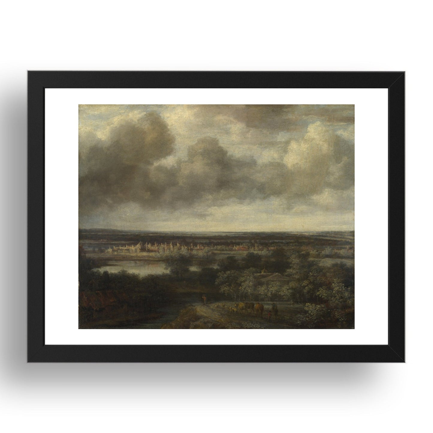 Philips Koninck: An Extensive Landscape with a Town, Poster in 17x13"(A3) Frame