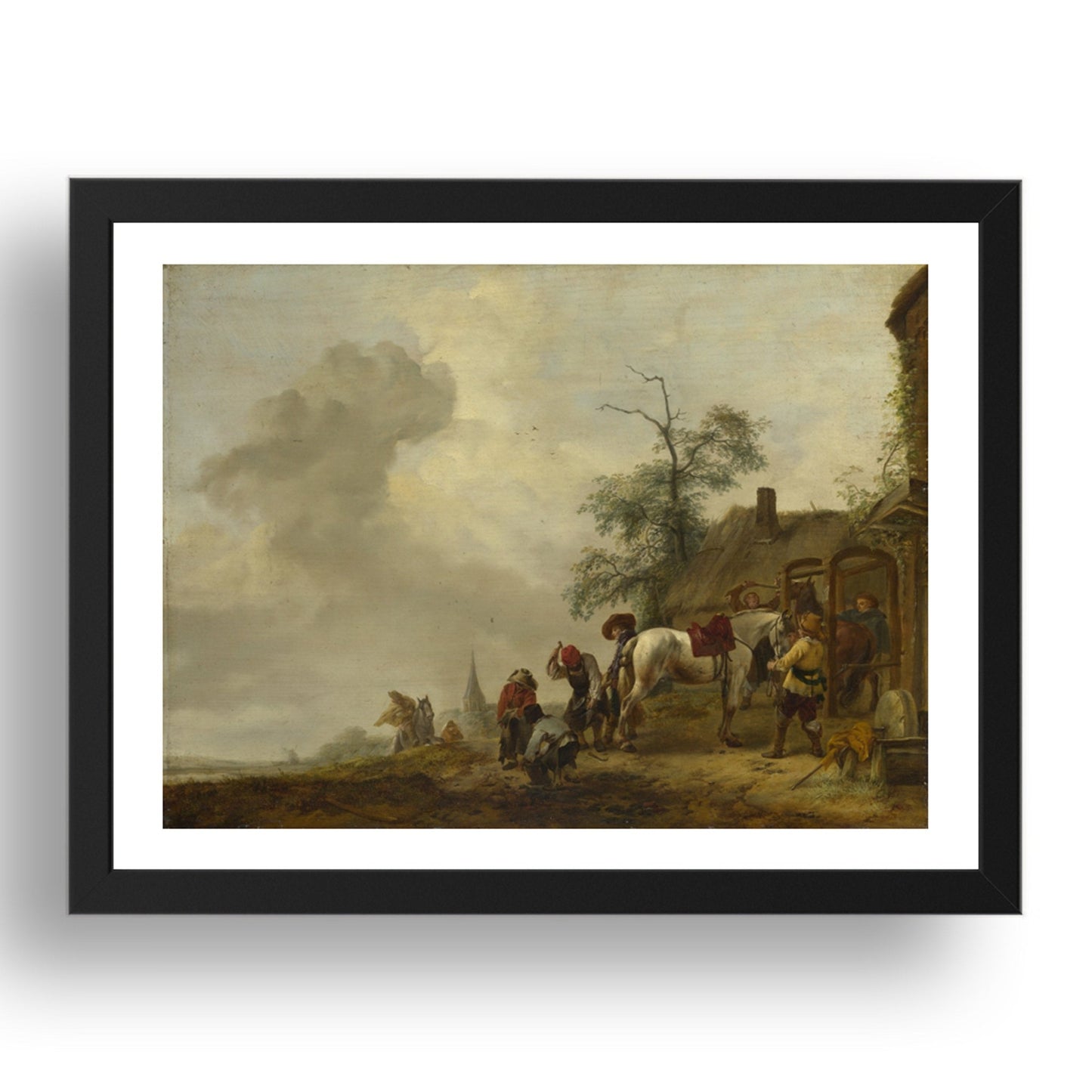 Philips Wouwermans: A Horse being Shod outside a Village Smithy, Poster in 17x13"(A3) Frame