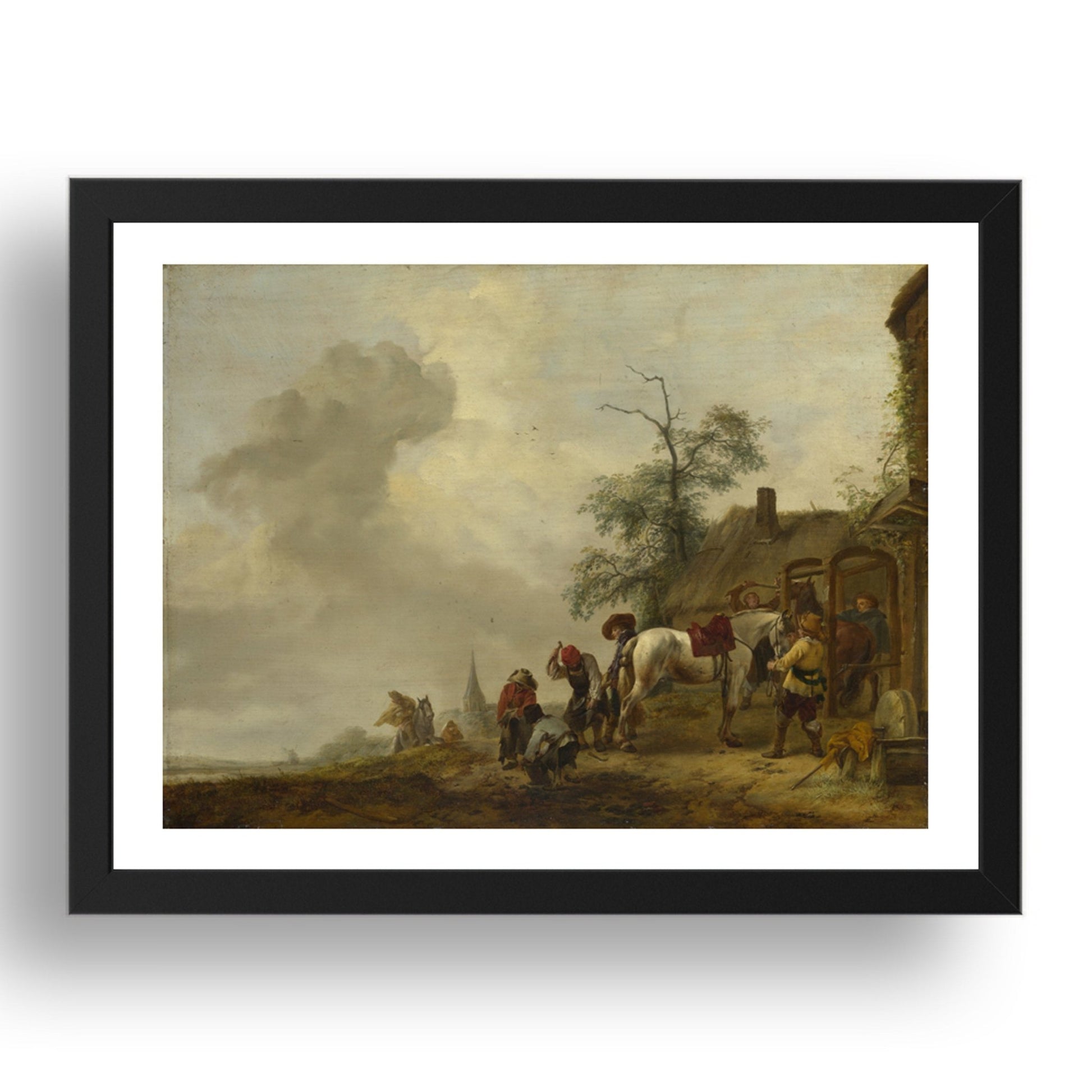 Philips Wouwermans: A Horse being Shod outside a Village Smithy, Poster in 17x13"(A3) Frame