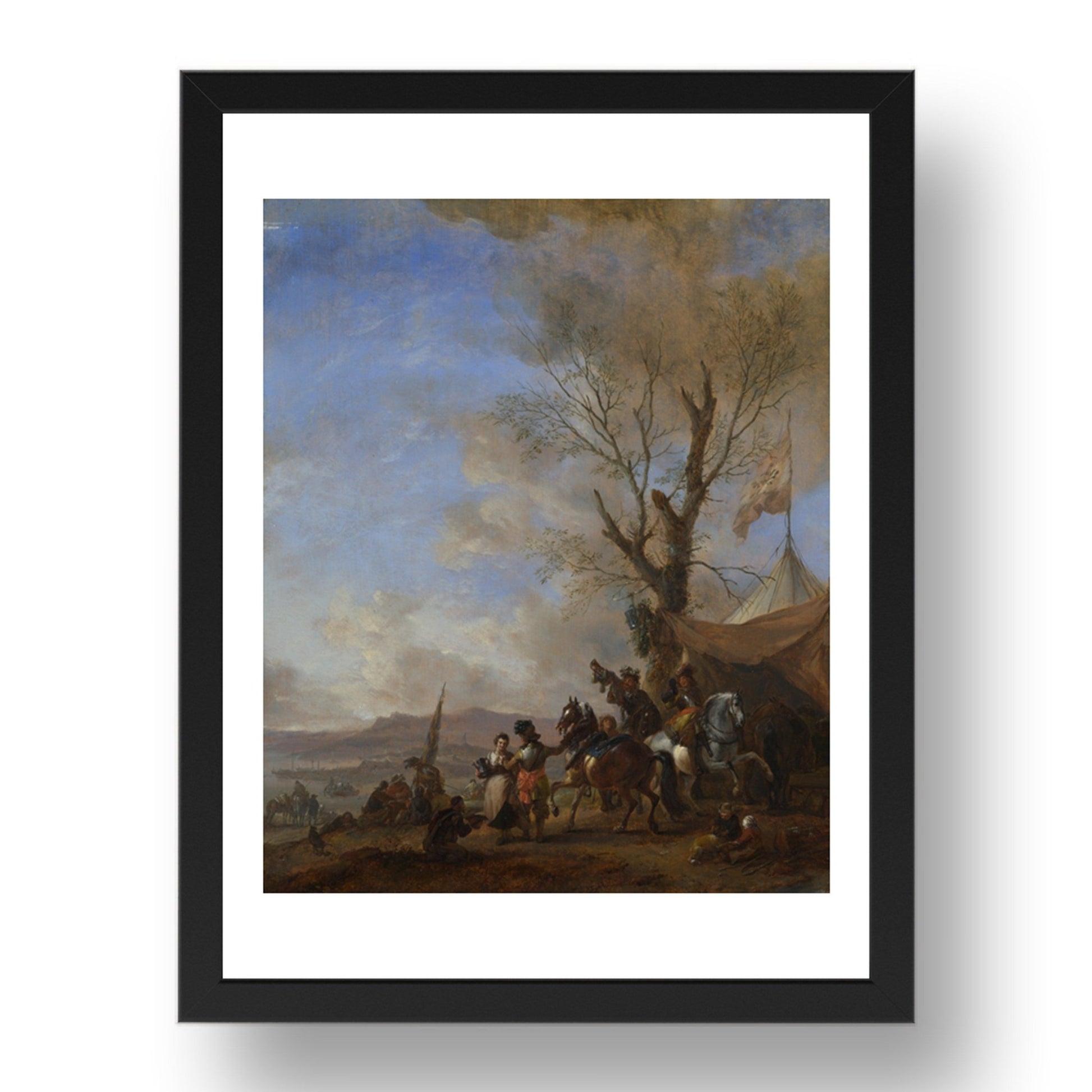 Philips Wouwermans: Cavalrymen halted at a Sutler's Booth, Poster in 17x13"(A3) Frame